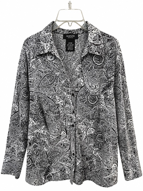 Alfani Tops - Alfani Women's Black & White Button-Up Blouse, 24W